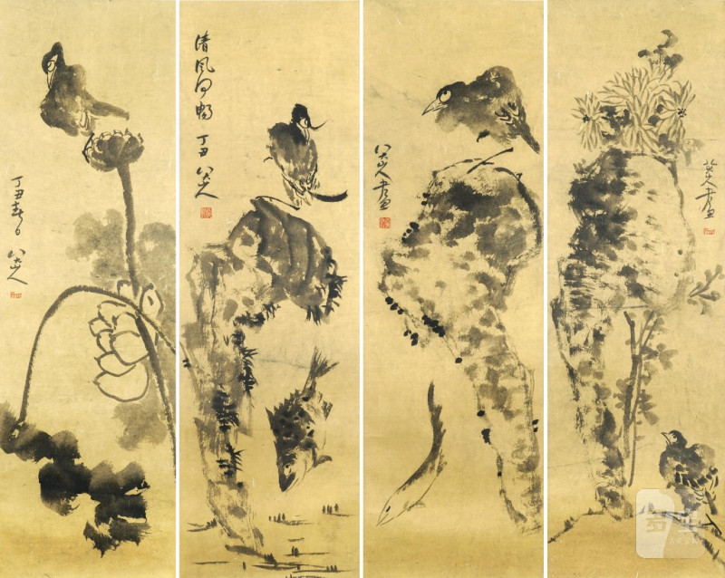    八大山人 花鳥四屏